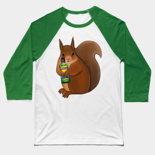 Funny squirrel with bottle of beherovka Baseball T-Shirt